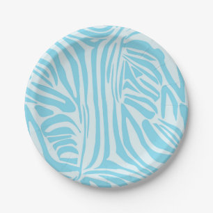Assiettes En Carton Motif Zèbre Bleu