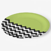 Assiettes En Carton Motif Zigzag noir et blanc, Chevron, Vert (Angle)