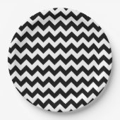 Assiettes En Carton Motif Zigzag noir et blanc, Motif Chevron (Devant)
