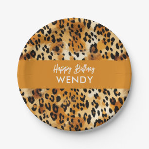 Assiettes En Carton Motifs de fourrure de Safari Animaux Leopard ou Ch