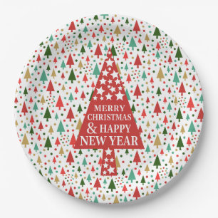 Assiettes En Carton Motifs de Noël - arbre de Noël