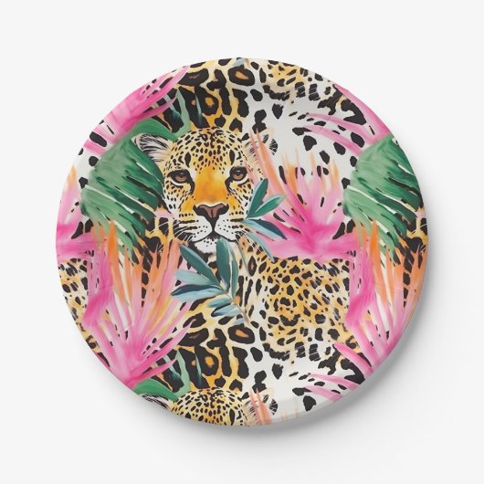 Assiettes En Carton Motifs Leopard  pour animaux Safari (Devant)