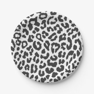 Assiettes En Carton Motifs noirs et blancs de peau d'animal