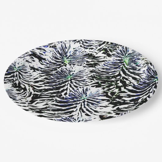 Assiettes En Carton Motifs plantes en blanc (Angle)