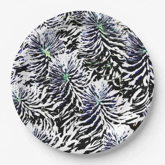 Assiettes En Carton Motifs plantes en blanc (Devant)