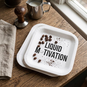 Assiettes En Carton Motivation Liquide Accro Moderne à la Caféine
