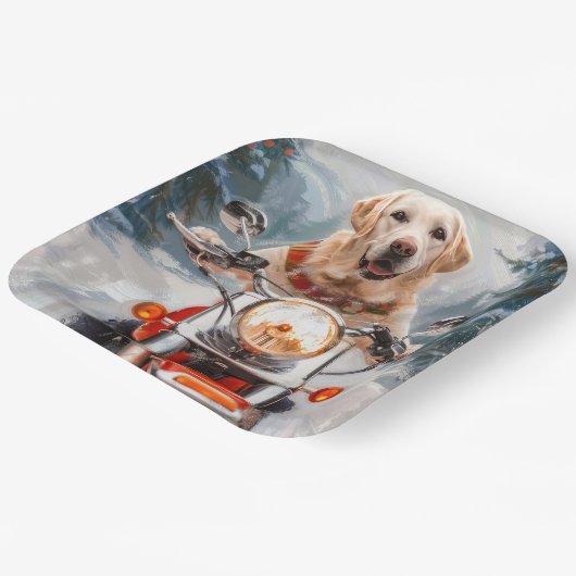 Assiettes En Carton Moto à chiens Labrador Noël (Angulaire)
