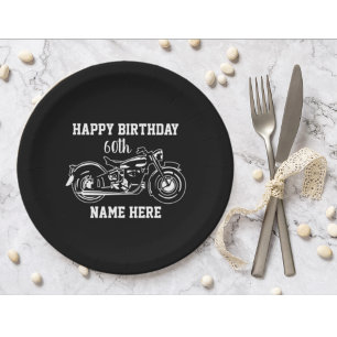 Assiettes En Carton Moto Cool Nom de l'anniversaire Âge Hommes