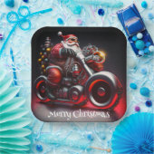 Assiettes En Carton Moto de Noël Père Noël (Fête)