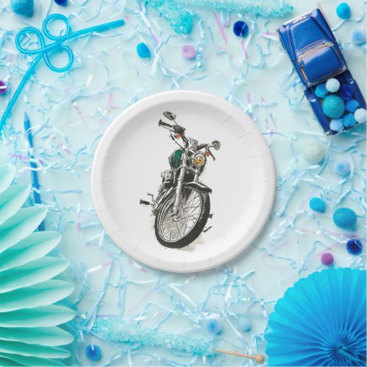 Assiettes En Carton Moto en encre I (Fête)