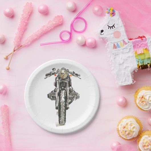 Assiettes En Carton Moto en encre II (Fête)