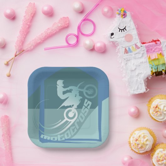 Assiettes En Carton Motocross dirtbike moto-x fête d'anniversaire (Fête)