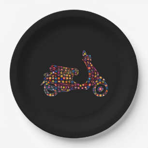 Assiettes En Carton Motocyclette à moteur à fleurs