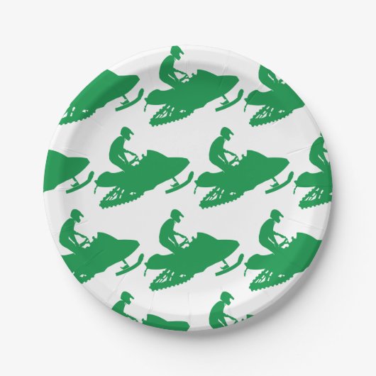 Assiettes En Carton Motoneige en vert (Devant)