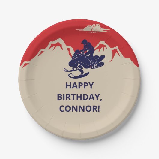 Assiettes En Carton Motoneige Hiver Thématique Garçons fête d'annivers (Devant)