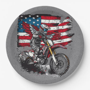 Assiettes En Carton Motorbike United States Drapeau 00e fête d'anniver