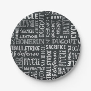 Assiettes En Carton Mots et termes de tableau de jeu de baseball