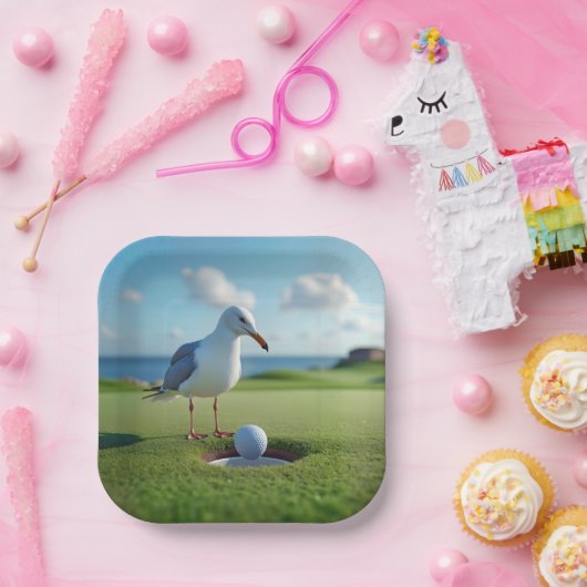 Assiettes En Carton Mouette avec une balle de golf en un trou (Fête)