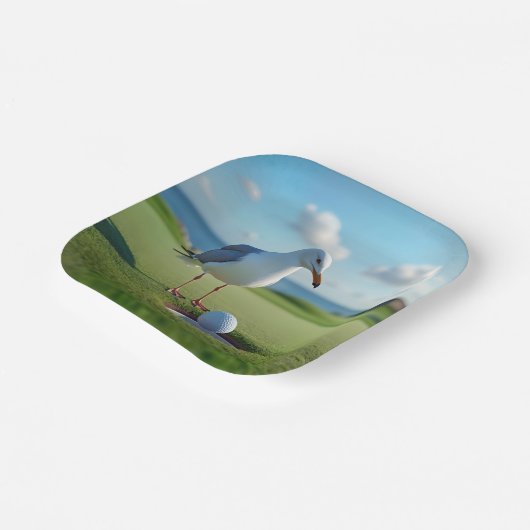 Assiettes En Carton Mouette avec une balle de golf en un trou (Angulaire)