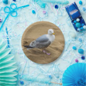 Assiettes En Carton Mouette sur plaque de papier de plage (Fête)