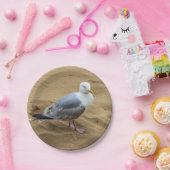 Assiettes En Carton Mouette sur plaque de papier de plage (Fête)