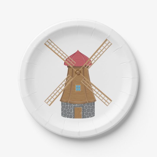 Assiettes En Carton Moulin à vent mignon (Devant)