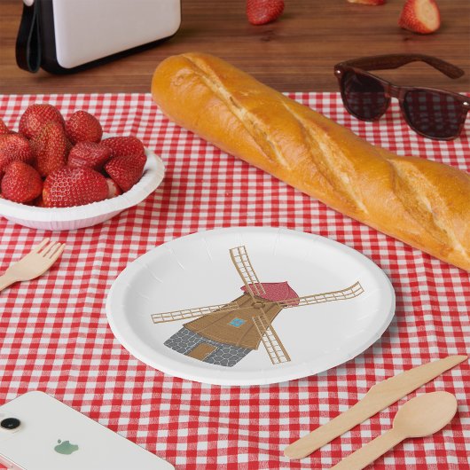 Assiettes En Carton Moulin à vent mignon