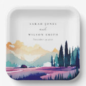 Assiettes En Carton Mountain Country Lilac Fields Mariage paysager (Recto)