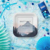 Assiettes En Carton Mountain Wedding Invitation (Fête)