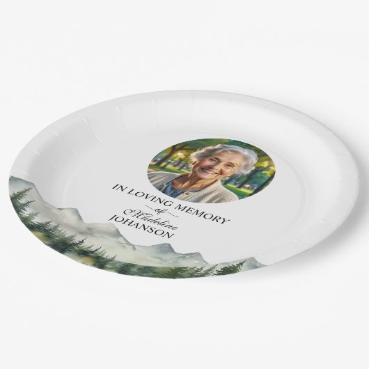 Assiettes En Carton Mountains and Trees Celebration Of Life Funeral (Angle)