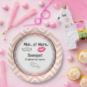 Assiettes En Carton Moustache & Lèvres M. & Mme - Anniversaire (Fête)
