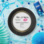 Assiettes En Carton Moustache & Lèvres M. & Mme Black & Gold Mariage (Fête)