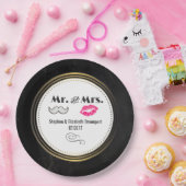 Assiettes En Carton Moustache & Lèvres M. & Mme Black & Gold Mariage (Fête)