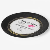 Assiettes En Carton Moustache & Lèvres M. & Mme Black & Gold Mariage (Angle)