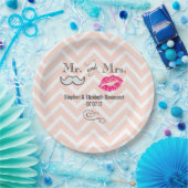 Assiettes En Carton Moustache & Lèvres M. & Mme Peach Chevron Mariage (Fête)