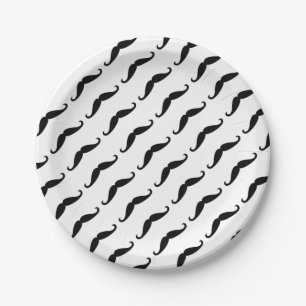 Assiettes En Carton Moustache noire