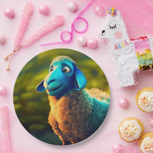 Assiettes En Carton Mouton bleu (Fête)