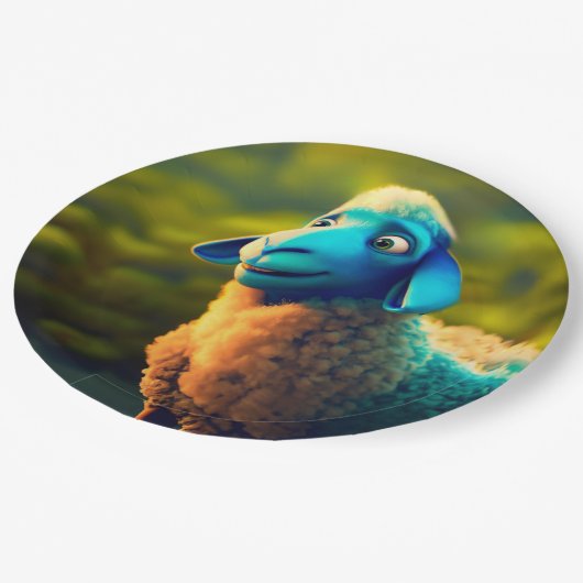 Assiettes En Carton Mouton bleu (Angle)