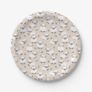 Assiettes En Carton Moutons & Agneaux Animaux de Ferme Mignons Dessiné