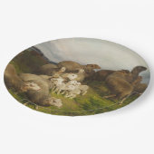 Assiettes En Carton Moutons dans un pré (par August Friedrich Schenck) (Angle)