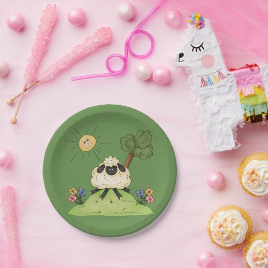 Assiettes En Carton Moutons Sur Une Plaque En Papier Collé (Fête)
