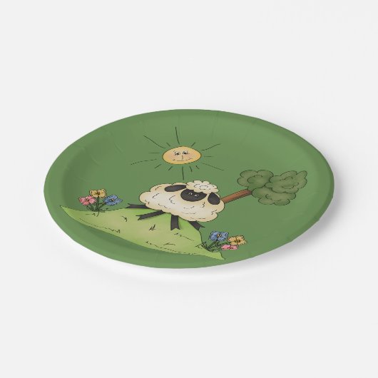 Assiettes En Carton Moutons Sur Une Plaque En Papier Collé (Angle)