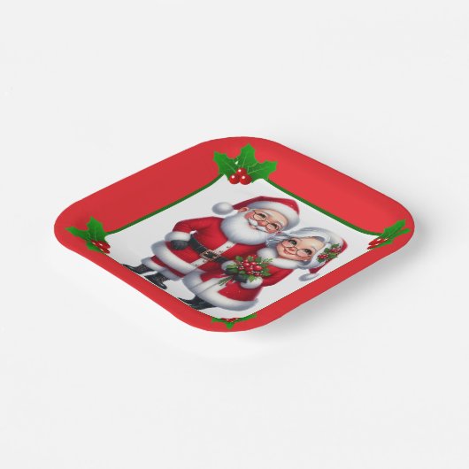 Assiettes En Carton Mr. And Mrs. Claus (Angulaire)