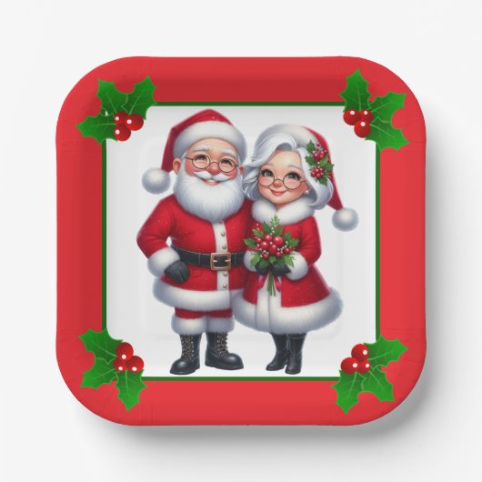 Assiettes En Carton Mr. And Mrs. Claus (Recto)