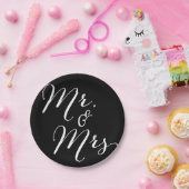 Assiettes En Carton Mr & Mrs Classic Script Chic Calligraphy Mariage (Fête)