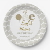 Assiettes En Carton Mr One derful Neutral Rainbow First Birthday (Devant)