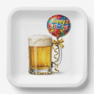 Assiettes En Carton Mug à bière d'anniversaire avec ballon de fête