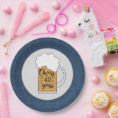 Assiettes En Carton Mug de bière gris et bleu brille jusqu'à 40 ans (Fête)