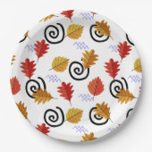 Assiettes En Carton Multicolor Fall Feuilles géographiques (Devant)