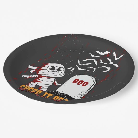 Assiettes En Carton Mummy at Grave Boo Halloween (Angle)